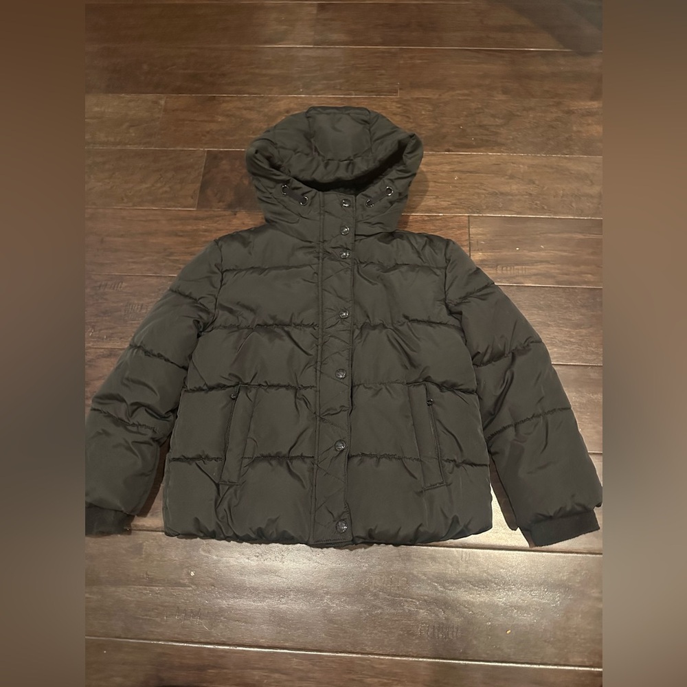 Gap Black Puffer Jacket with Hood Girls Small